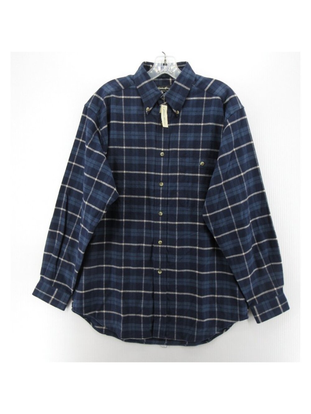 VGT Eddie Bauer Shirt Small Navy Flannel Plaid Button Down Heritage NEW